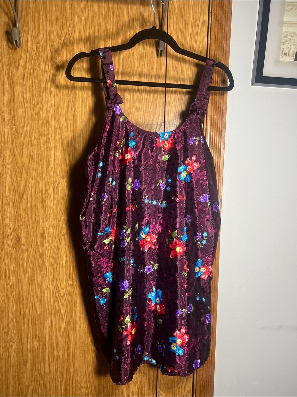 Women's Floral Burgundy Velvet Tank Top